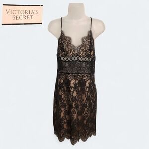 NWT Victoria's Secret Dream Angels Black Lace Slip Dress Chemise Size M Lingerie